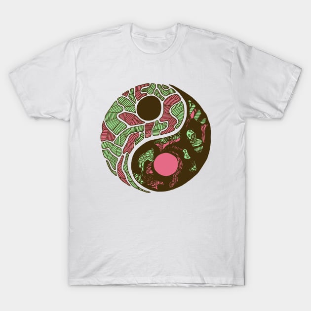 Pink Mint Abstract Yin Yang T-Shirt by kenallouis